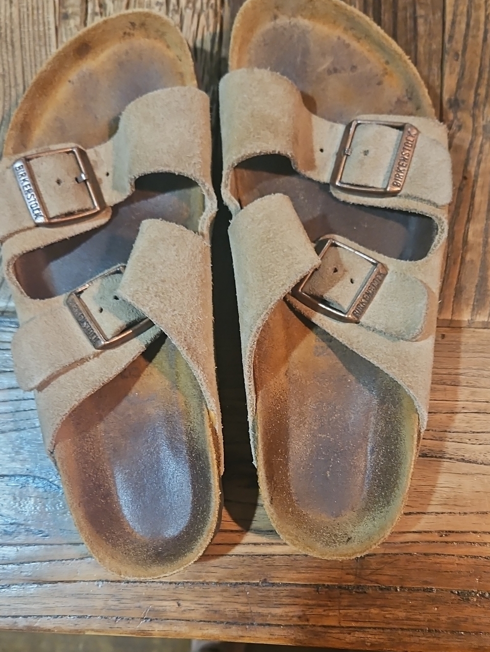 Birkenstock Women's Suede Two-Strap Suede Sandals in Light Brown